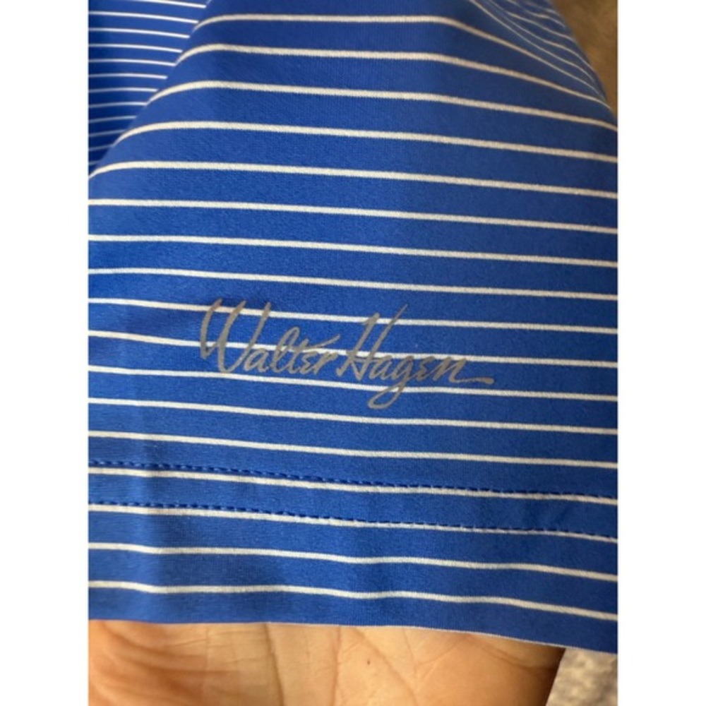 Walter Hagen Mens XL Blue White Stripe Golf Polo‎ Shirt Short Sleeve Performance - Picture 5 of 6